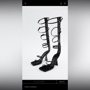 Zara Black Strappy Heeled Sandals